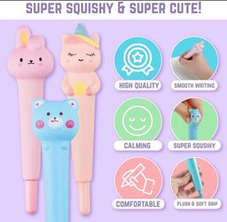  BUNMO Squishy Pens 3pk, 6 Refills, Cute & Fun Pens for Kids, Hours of Creative Fun, Kids Stationary & Pens for Girls, Tween Girls  Gifts