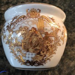 Vintage Limoges Small Bowl. Gold and White Porcelain