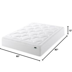 Zinus 12 Inch Cloud Memory Foam Mattress, Queen, Fiberglass Free, Pressure Relieving, Mattress in A Box, CertiPUR-US Certified, White