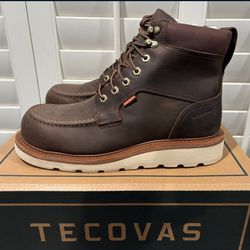NEW Tecovas LH Waterproof Moc Composite Toe Cowhide Work Boots (Men's Size 9.5) $150