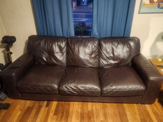 Brown Leather 3-Seat Sofa