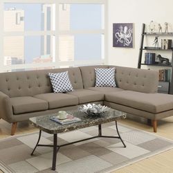 Brand New Grey Retro Style Sectional Sofa (Pillows Included)