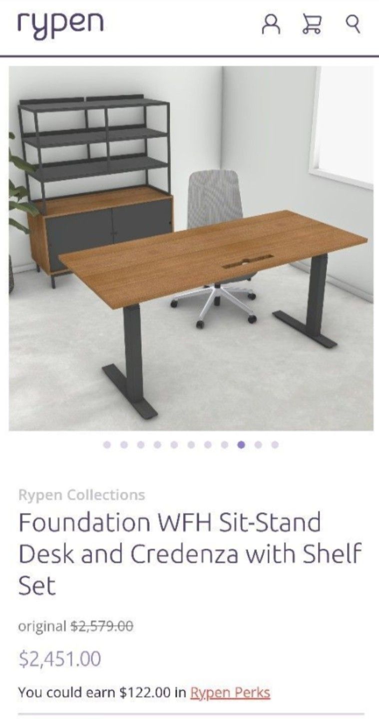 Rypen Sit / Stand Desk With Credenza