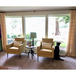 Mid Century Modern Accent Chairs - Yellow (set of 2)