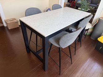 Room & Board Linden Marble Counter Table and Gwen Counter Stools
