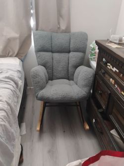 Gray Sherpa Rocking Chair