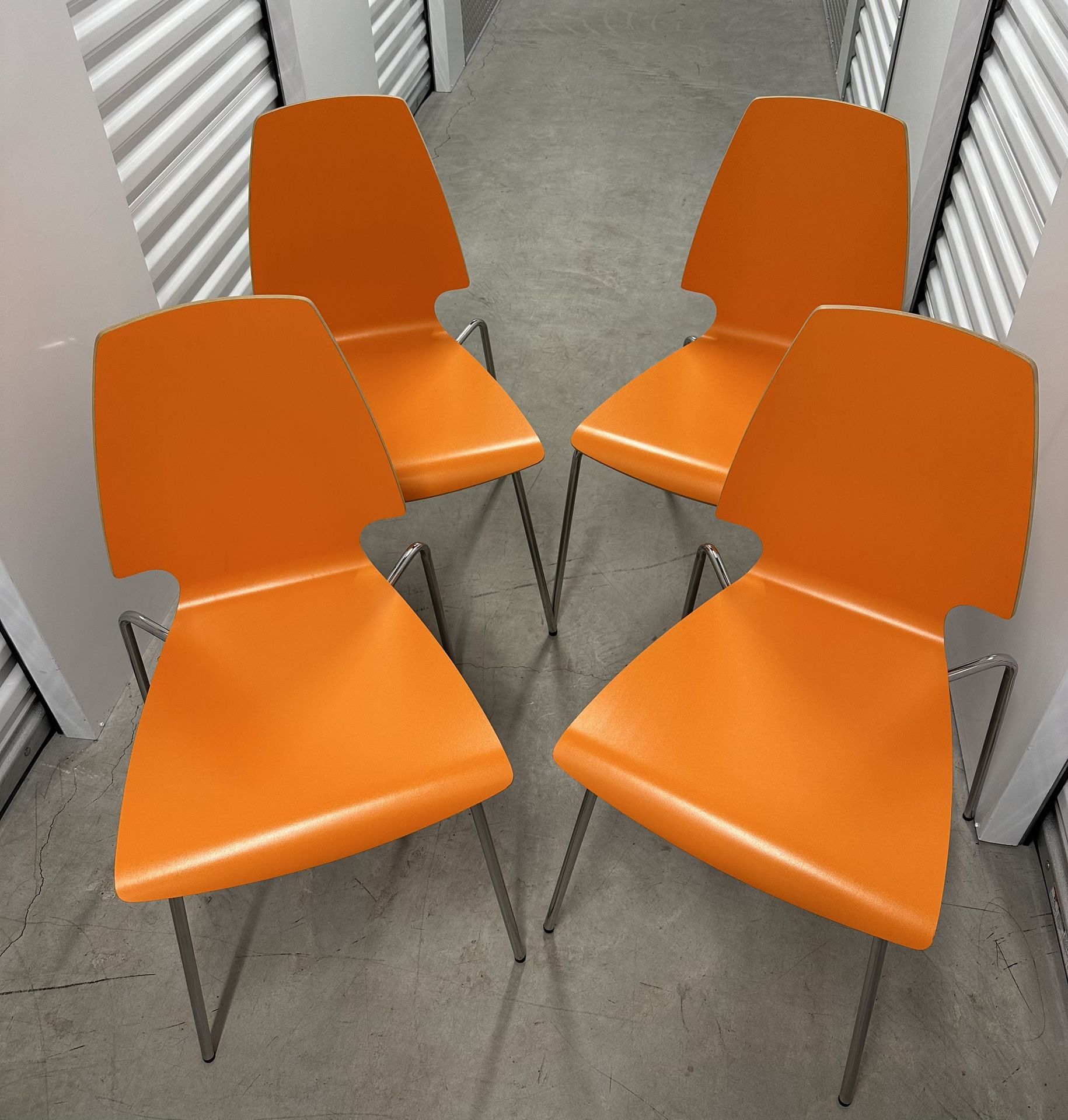 Set of 4 Ikea Vilmar Chair Vintage Early 2000’s Orange Excellent Condition Wood