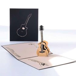 New 1pc Acoustic Guitar Design Greeting Card With Envelope - DIY Music Gift