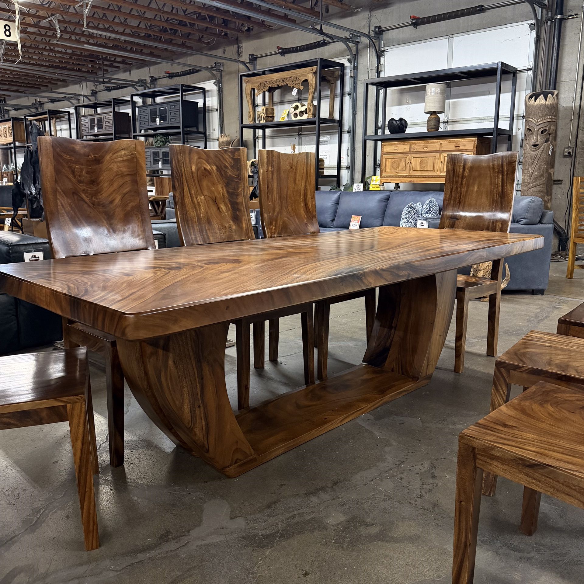 Solid Wood Dining Table With Large Wood Base