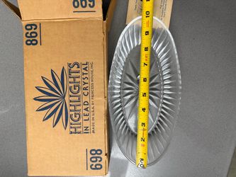 Princess House Highlights Lead Crystal Oval Serving Bowl #869 w/ Original Box