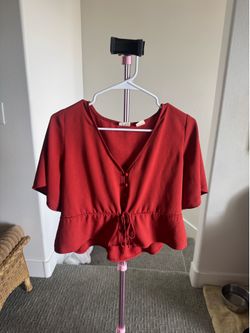 Levi’s burnt red blouse with front-tie and buttons