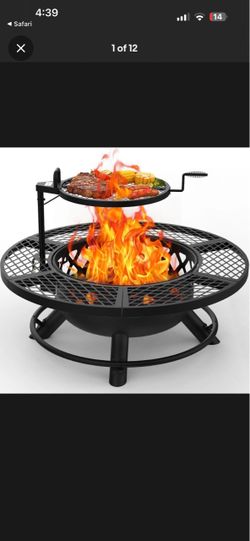 Outdoor Fire Pit with Swivel Grill Grate barbecue