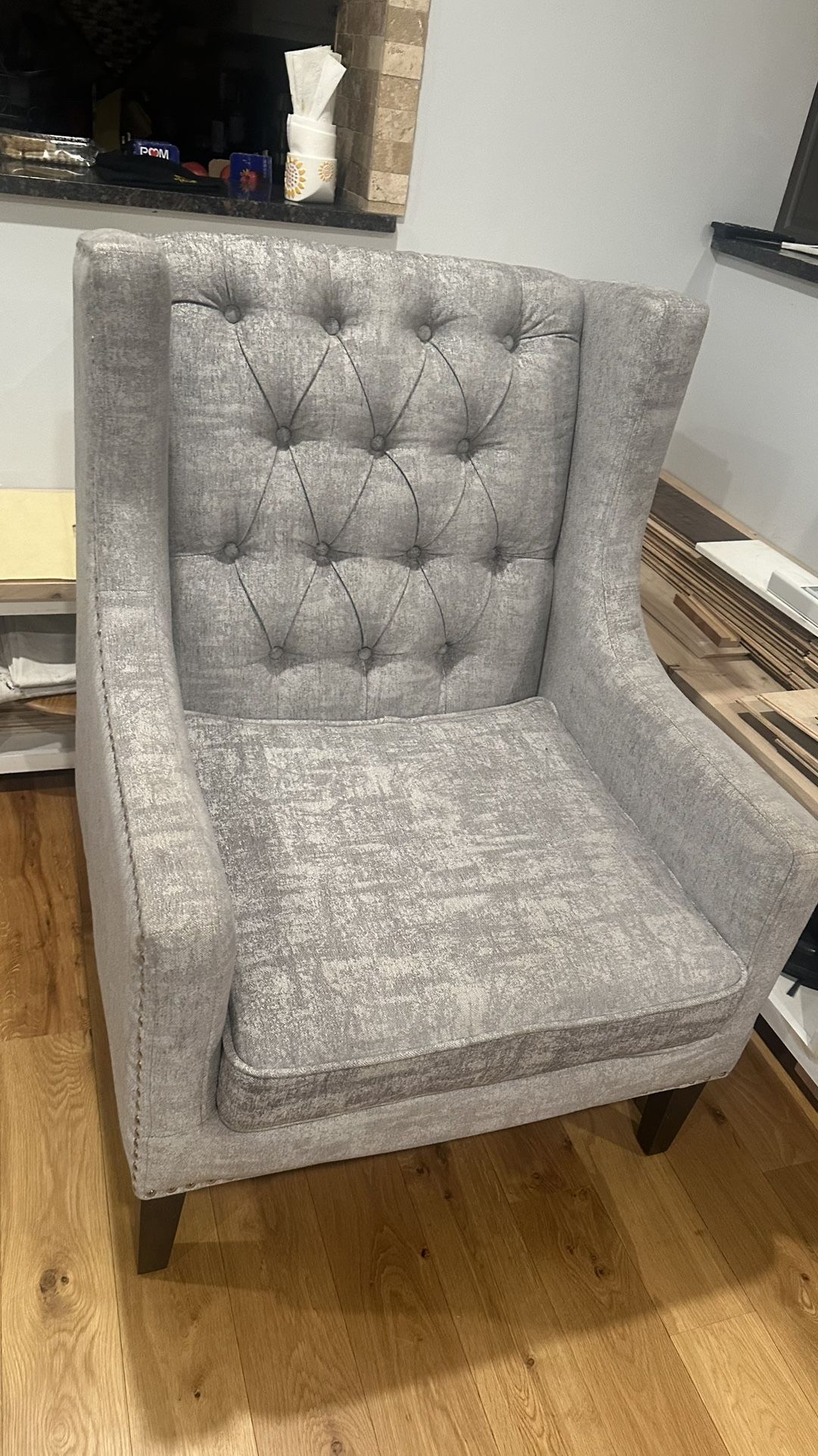 Large Grey studded Armchair Chair accent Chair