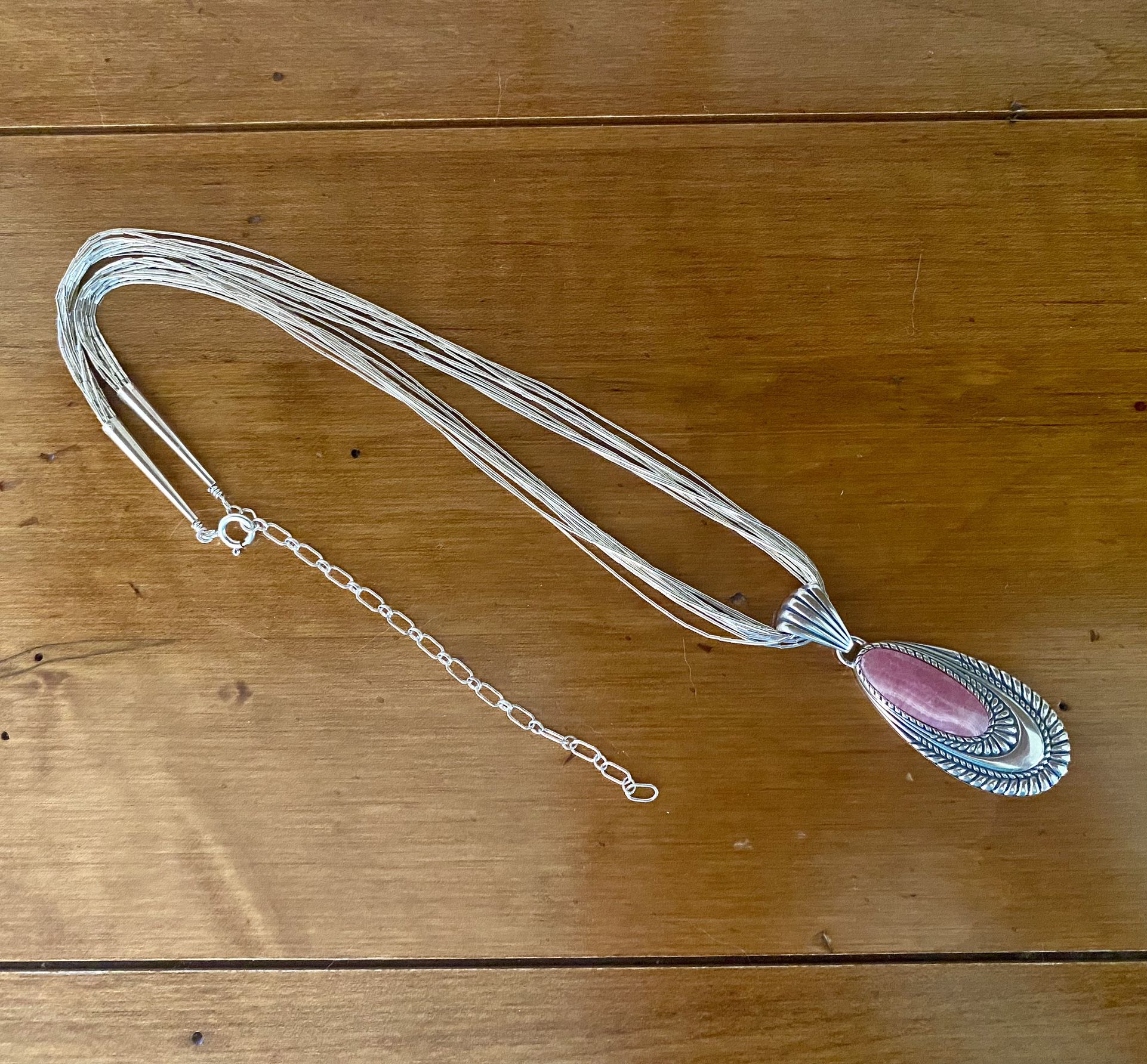 Carolyn Pollack Sterling Silver and Rhodochrosite Necklace