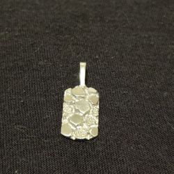 14k White Gold Nugget Charm / Pendant 