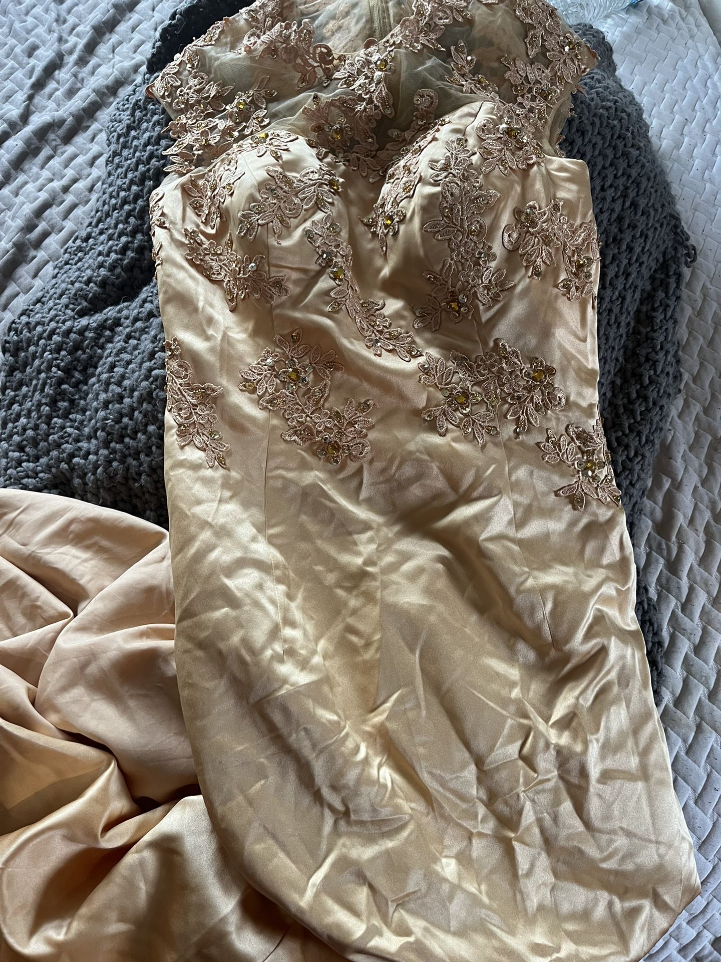 Long Fancy Gold Dress