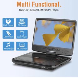 MEGATEK 12.5" Portable DVD Player with 10.5" Screen & Headphones, Car DVD Player for Kids with Headrest Mount, 6-Hour Battery, Supports CD/DVD/USB/SD 