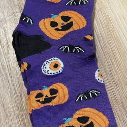 Adult Purple Pumpkins Eyeball Bat Socks