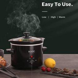 Small Slow Cooker, 2-Quart, Free Liners Included for Easy Clean-up, Upgraded Ceramic Pot, Adjustable Temp, Nutrient Loss Reduction, Stainless Steel, B