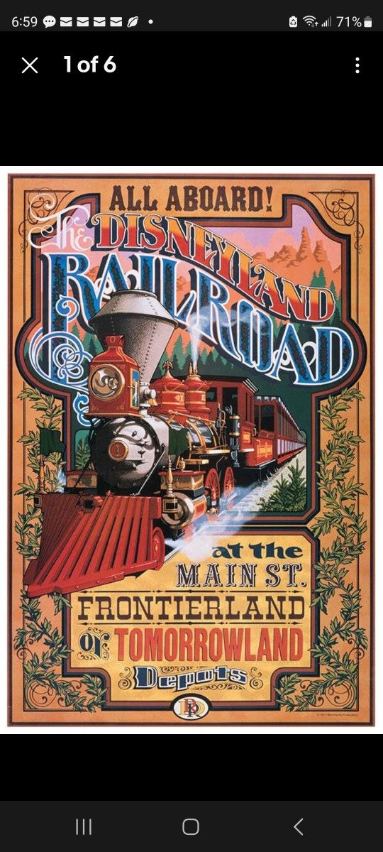 Vintage Framed Disneyland Railroad Poster