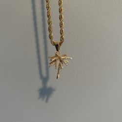 18k Yellow Gold Plated GLD Iced Palm Tree