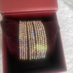 Sparkling Tennis Bracelet Chain Tiny Colorful Rhinestone Bracelet Gold Cz Stretch Bracelet Bling Crystal Bracelet Jewelry For Women