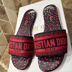 Christian Dior Slides, Size 37.5, Red