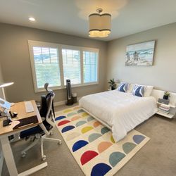 Bed frame White With Side Shelves 