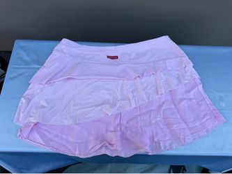 Hard Tail Pink Solid Ruffle Mini Skirt Pull-On Elastic Waist Cotton Jersey L