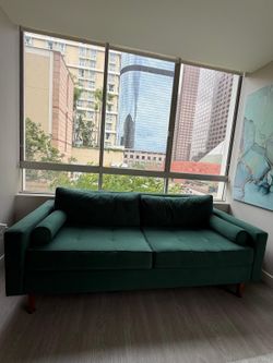 2 - Mid century style green velvet sofas