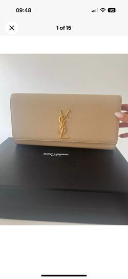 Saint Laurent Clutch Beige Leather