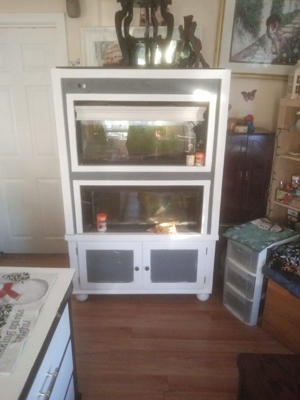 Homemade Fish Tank Stand Very Steady Beautiful Holds Two 40 Gallon Tanks.