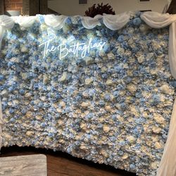 Baby Blue Flower Wall For Wedding