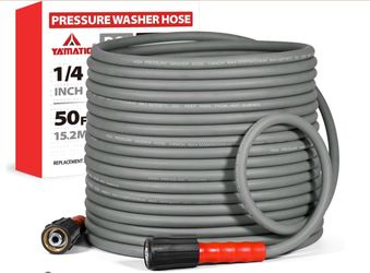 YAMATIC Upgraded Flexible Pressure Washer Hose 50FT 1/4", 3200 PSI Non-Kink Replacement With M22-14mm & 3/8" Quick Connect Adapters, Extension For Gas