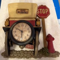 1975 Burwood New Haven 1908 Car Wall Clock "Oops No Brakes" - Tested & Works