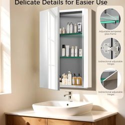NIB 20 x 26 Inch Bathroom Medicine Cabinet with Beveled Edge Mirrored Door,Medicine Cabinet,Bathroom Mirror Cabinet,Home Medicine Cabinets with 2 Adju