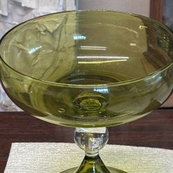 Both Italian Avocado Colored Compote W/pedestal Fruit Bowl