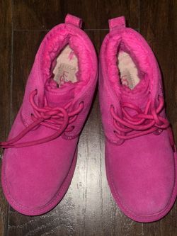 UGG Kids Hot Pink Suede Lace-Up Boots