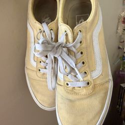 Vans Old Skool Yellow/Cream Canvas Sneakers Women’s Size 7.5
