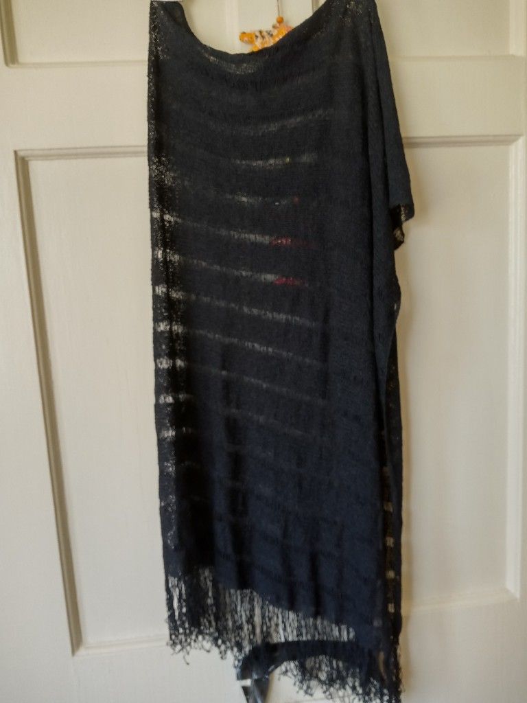 Black Hand Knitted Shawl