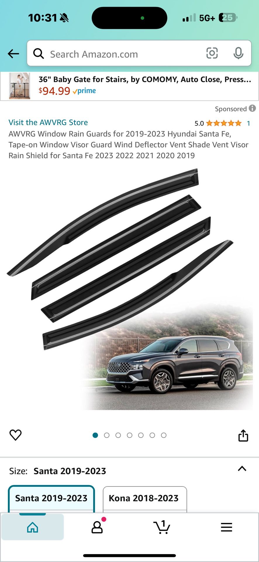 AWVRG Window Rain Guards for 2019-2023 Hyundai Santa Fe, Tape-on Window Visor Guard Wind Deflector Vent Shade Vent Visor Rain Shield for Santa Fe 2023