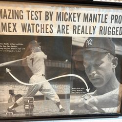 1953 Timex Mickey Mantle Watches Yankees Baseball Hitter Rugged VTG Print Ad