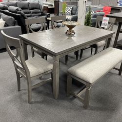 6PC Gray Dining Table Set