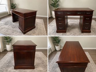 Vintage Dark Mahogany Wood Desk by Monitor Furniture