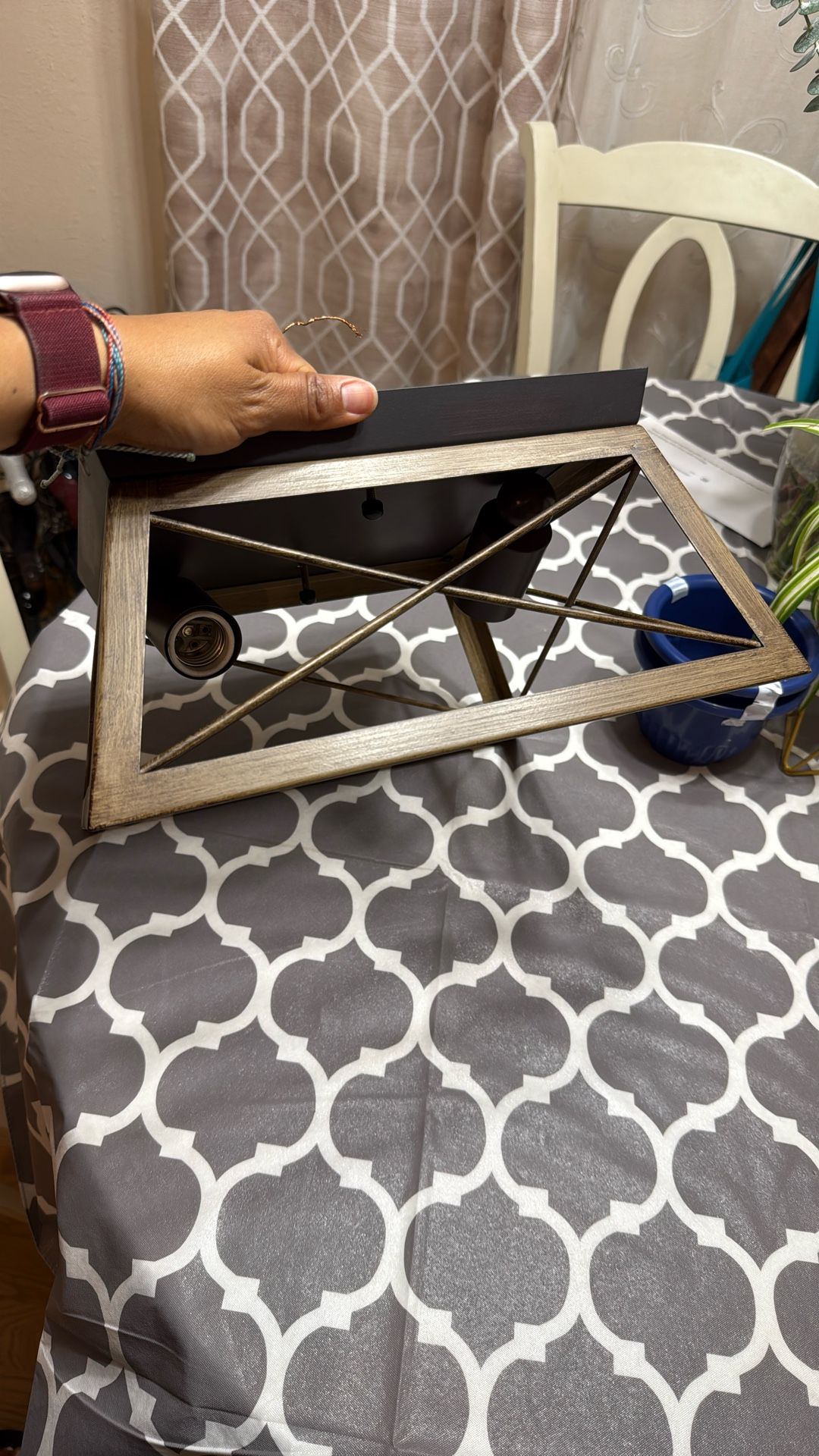 DEWENWILS Farmhouse Flush Mount Ceiling Light with Wood Grain Finish, 2-Light Metal Light Fixture for Kitchen Hallway Entryway Porch