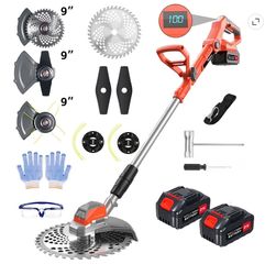 Cordless Weed Wacker, 9-Inch Brushless Weed Eaters Lawn Mower Battery Powered String Trimmer