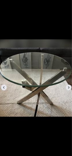 Round Glass End Table,