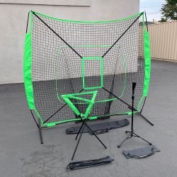 New $95 Baseball (3pc) Practice Set includes the 7x7’ Net Bow Frame, Ball Tee and Caddy Bag