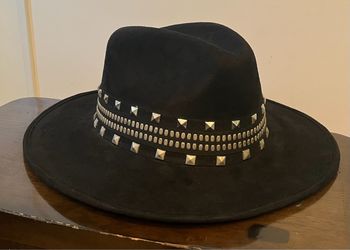 Vintage hats n roses handmade vegan suede fedora flat brim hat