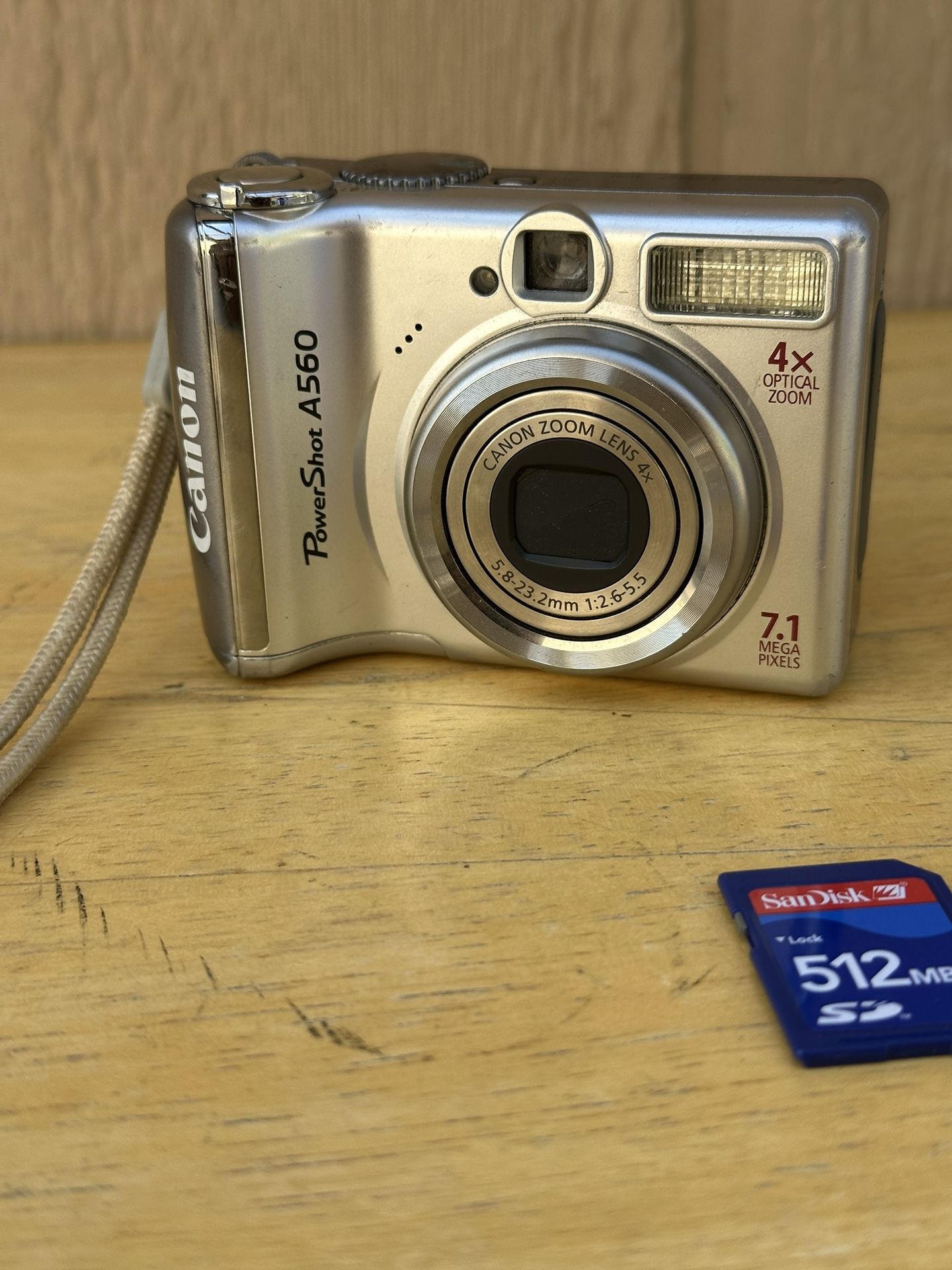 Canon PowerShot A560 7.1MP Digital Camera Silver w/ SD Tested Working PC1229